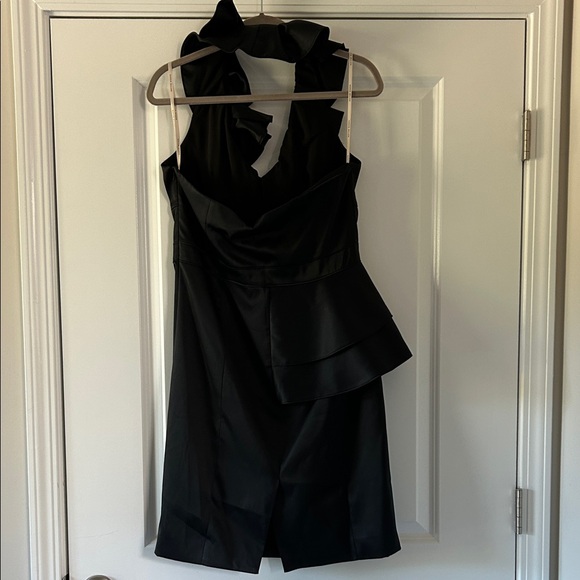 NWT Karen Millen Black Asymmetrical Ruffle Dress Sz 12 - Picture 3 of 8